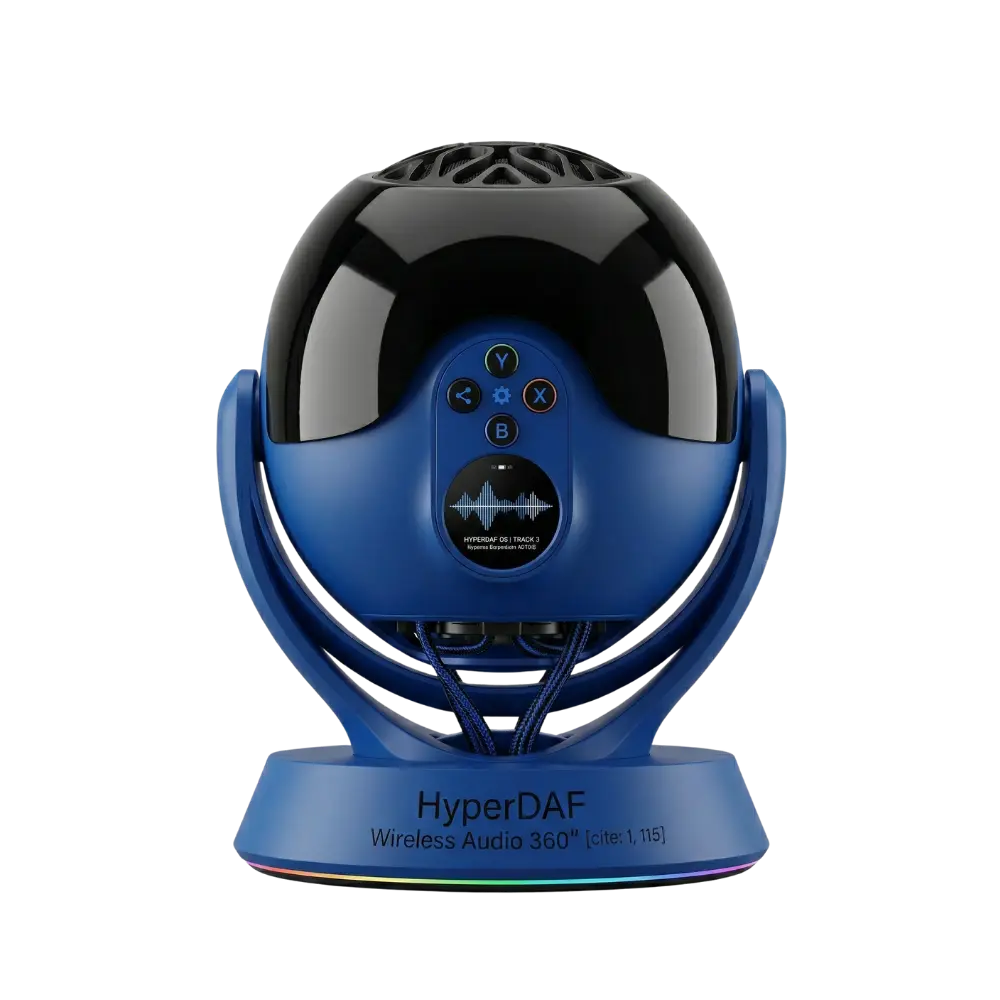 HyperDAF Orbit 360 Wireless Audio Speaker - Black / Blue demo product image