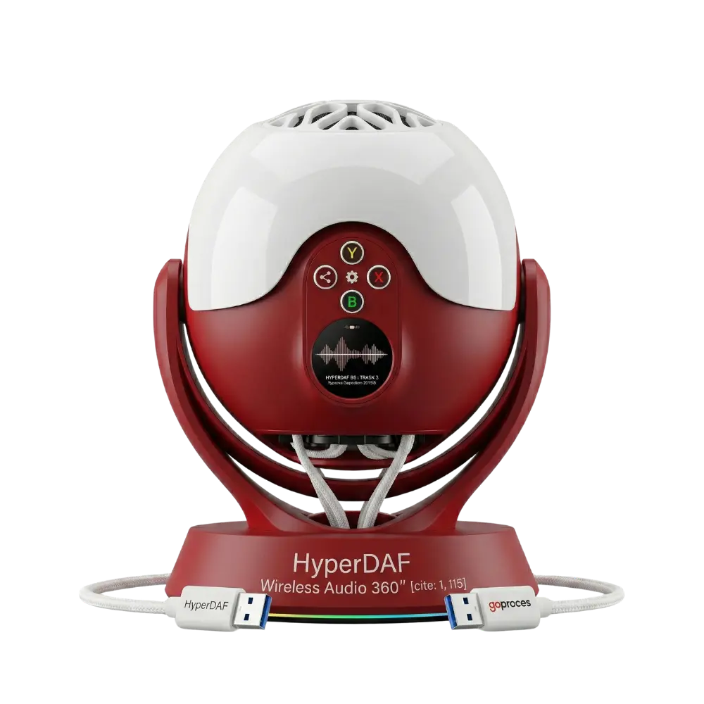 HyperDAF Orbit 360 Wireless Audio Speaker - White / Red demo product image