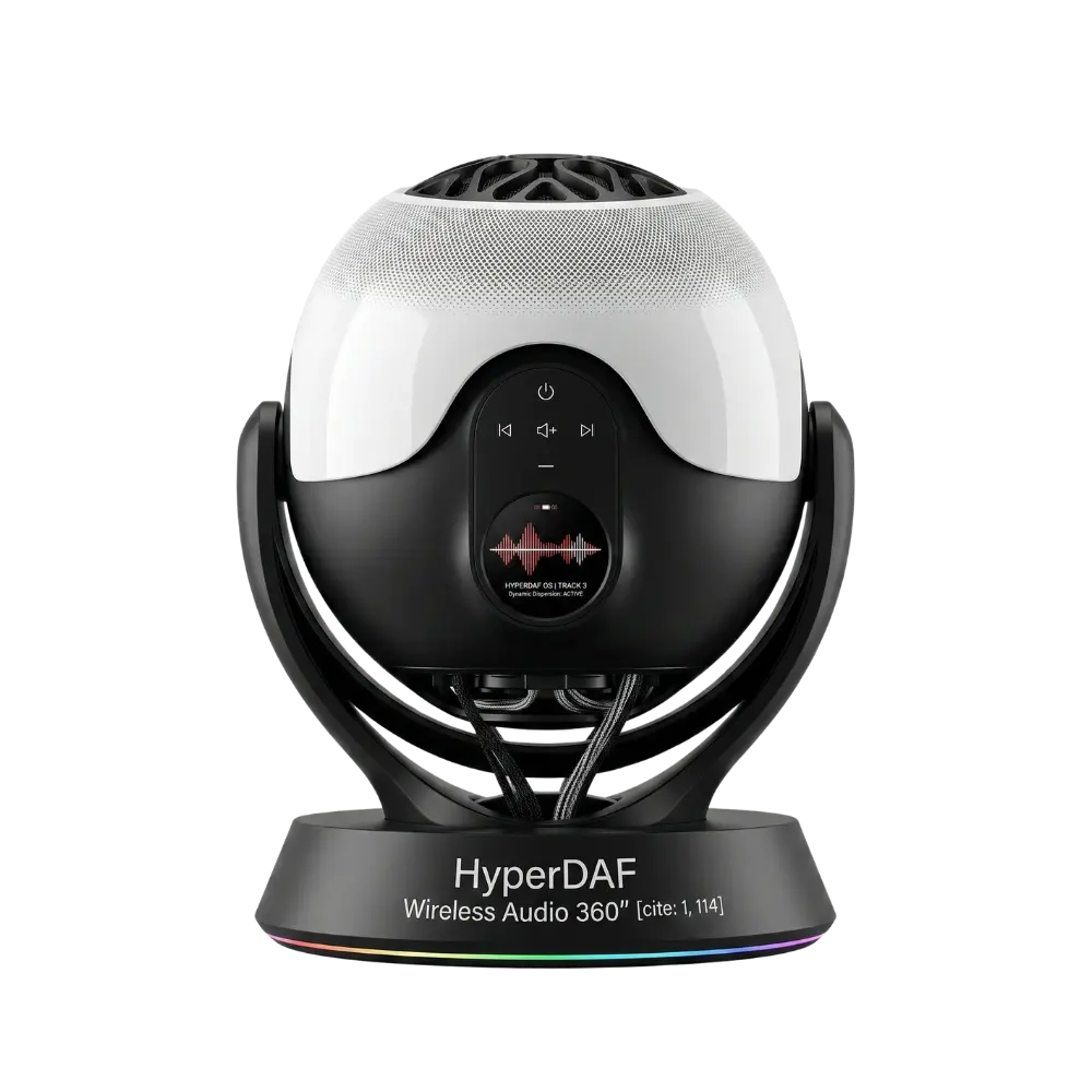 HyperDAF Orbit 360 Wireless Audio Speaker - White / Black demo product image